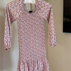 Art Class Girls Floral Smocked Long Sleeve Dress – Size M (7/8)